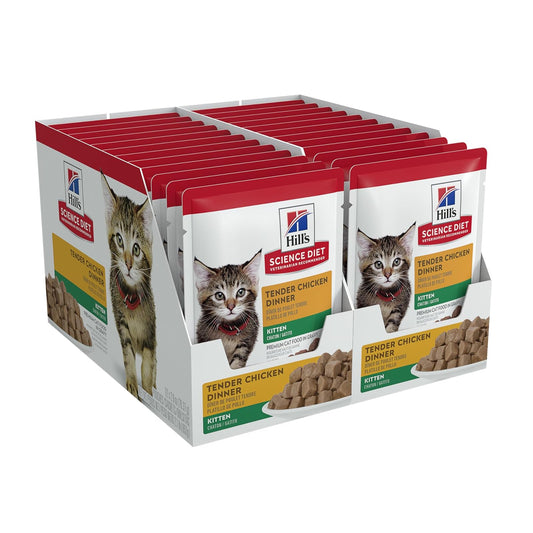 Hill's Science Diet Alimento Húmedo para Gatito Pollo 24 Pack 79G | Alimento húmedo Hill's para gato, pollo real, crecimiento sano, desarrollo cerebral con DHA, soporte inmunológico