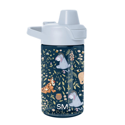 Simple Modern Summit Botella Tritan para Niños, 12 oz, Diseños con Licencia - Disney: Winnie the Pooh Floral - Tapa cubierta | 12 onzas