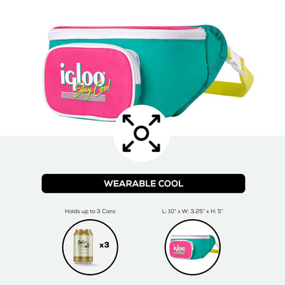 Igloo - Riñonera retro con aislamiento, bolsa cruzada de moda, paquete de cintura ajustable y ligero