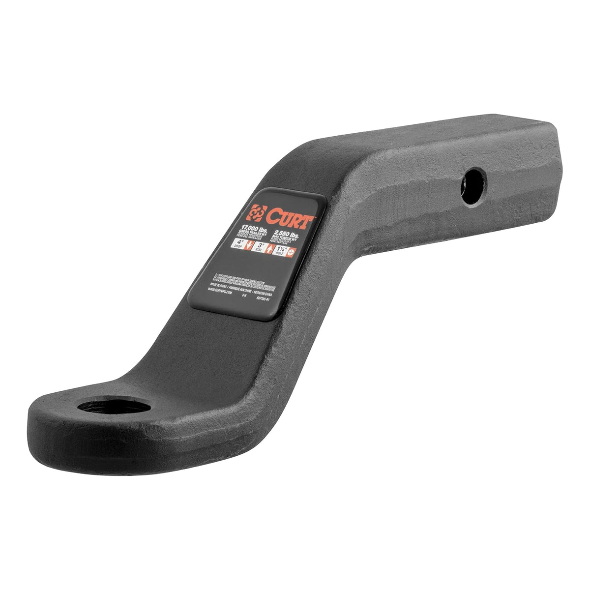 CURT 45341 Soporte de Bola de Enganche Forjado, Receptor 2 in, 16 LB, Agujero 1-1/4 in, Caída 4 in, Elevación 3 in