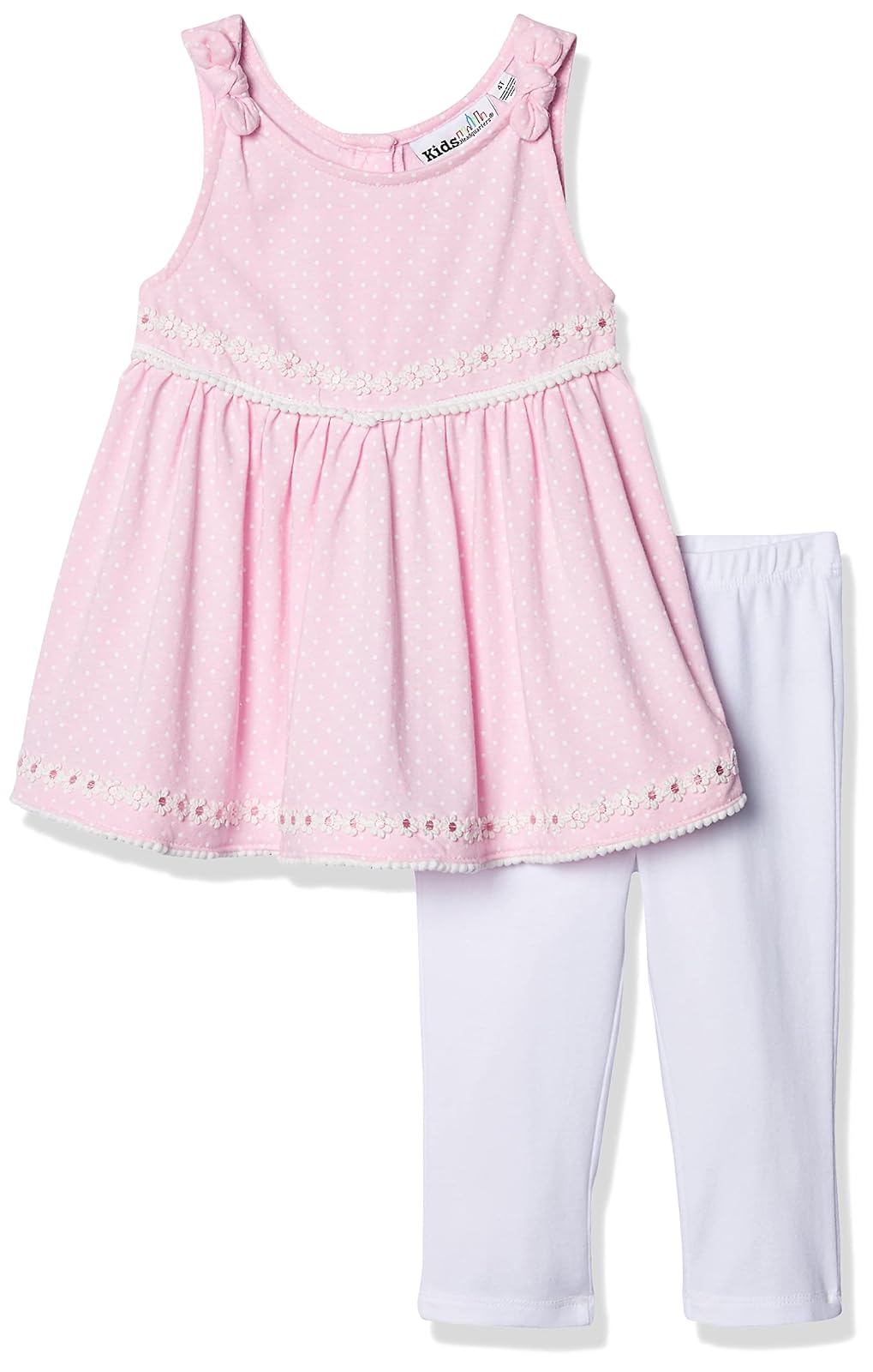 Kids Headquarters conjunto de túnica y leggings para niña - Rosa Playa - Blanco - 24 Meses