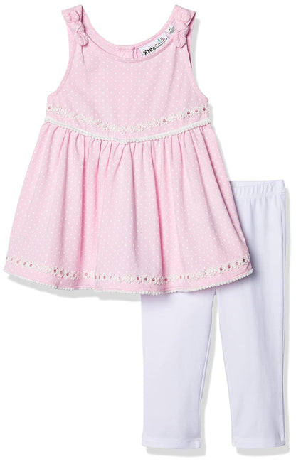 Kids Headquarters conjunto de túnica y leggings para niña - Rosa Playa - Blanco - 24 Meses