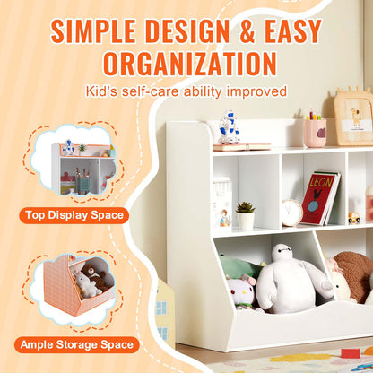 VEVOR Estantería de Juguetes de Madera para Niños, Cubrir de Almacenamiento de Madera de 5 Cubículos para Niños para Habitación, Sala de Juegos, Jardín de Infantes, Guardería, Blanco