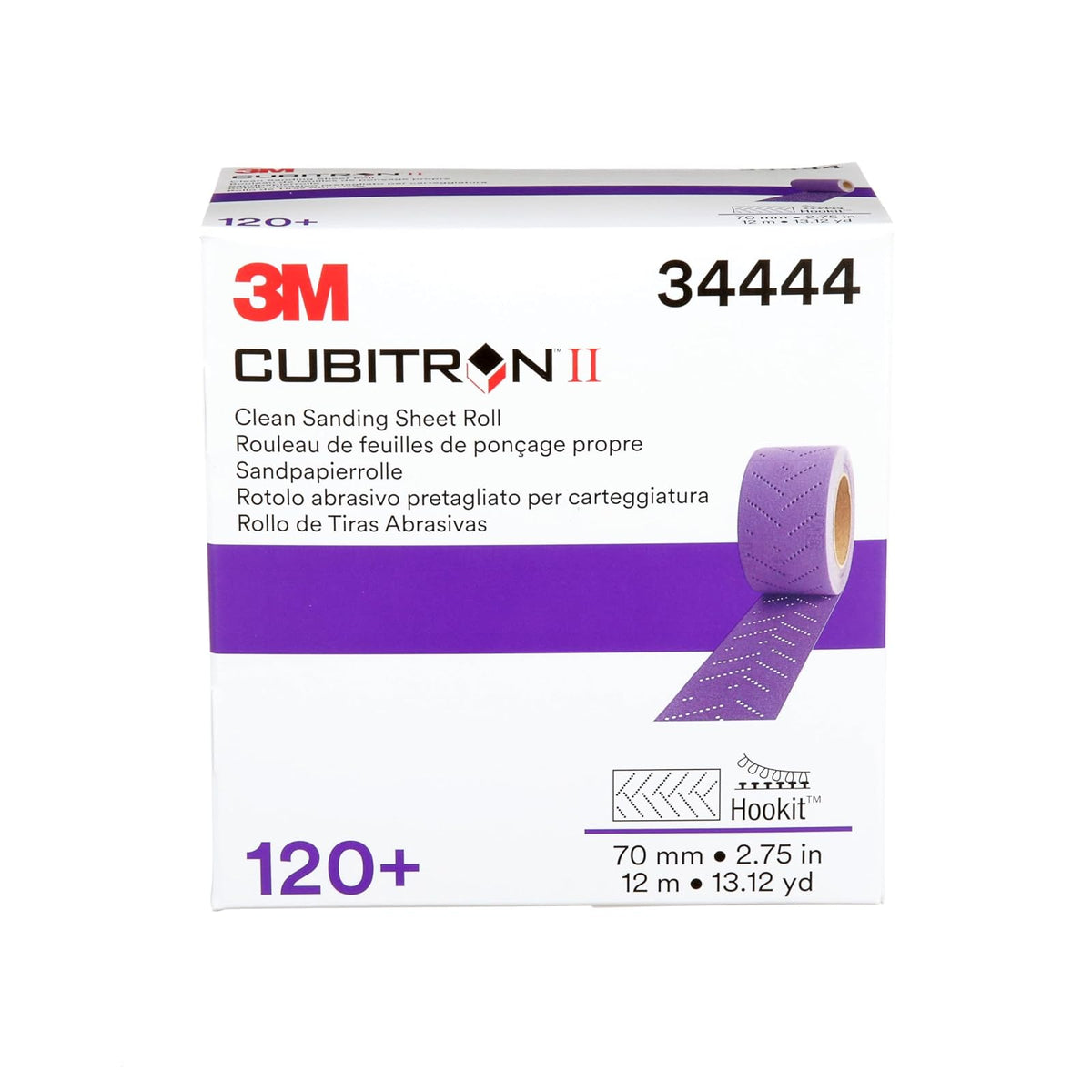 3M Rollo Hookit™ Cubitron II Clean Sanding 120+ 34444 | 1 rollo, multiorificio, para eliminación de revestimiento, reparación de cuerpo, lijado automático