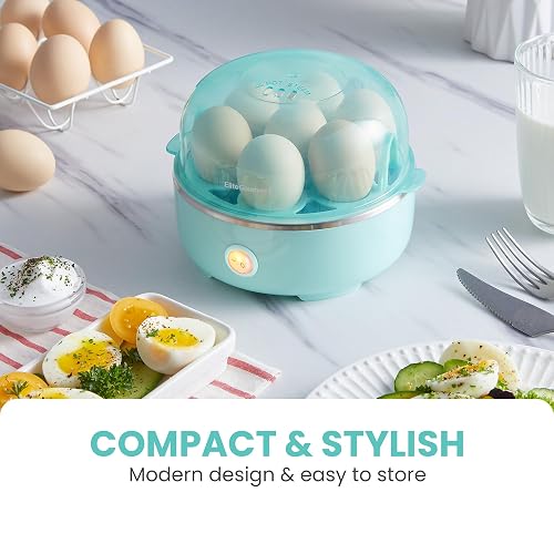 Elite Gourmet EGC115M - Cocina de huevos eléctrica de 7 huevos, suave, mediano, duro con apagado automático, taza de medición incluida, sin BPA, menta retro