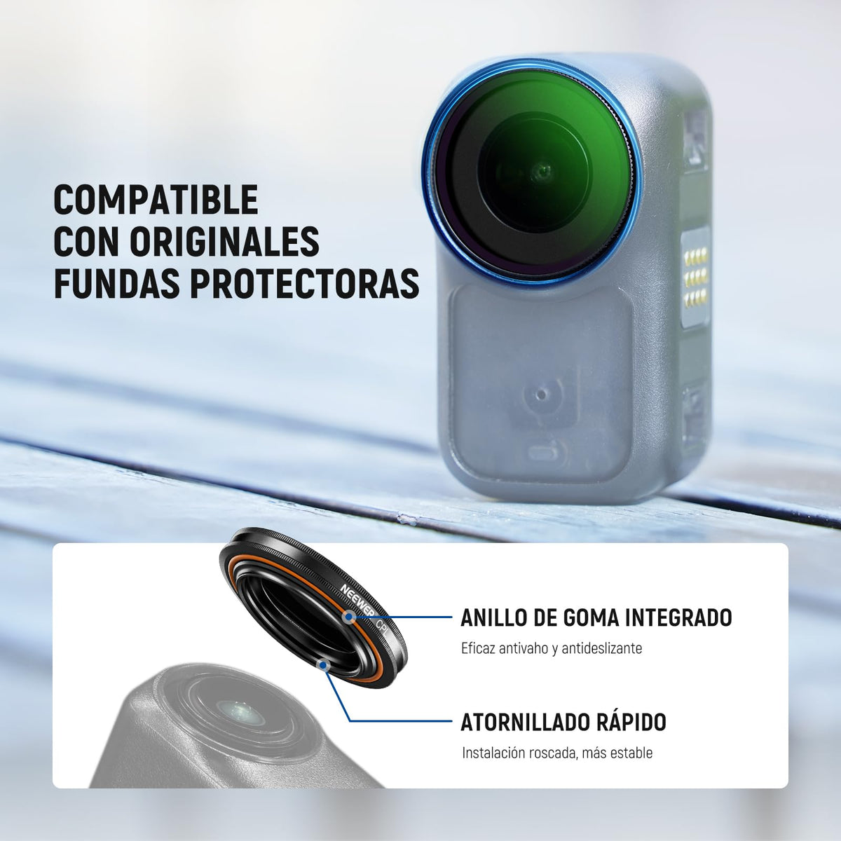 NEEWER CPL Filtro Compatible con dji Osmo Nano, Filtro Polarizador Circular Ajustable Rosca Objetivo de Action CAM, Accesorios de Vidrio Óptico Multicapa con Protector de Pantalla de Vidrio Templado