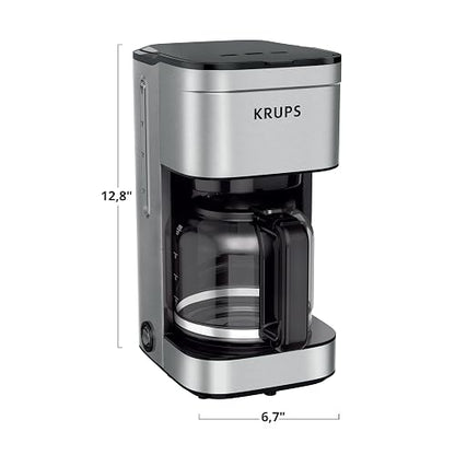 KRUPS Cafetera de Filtro Permanente Simply Brew Family Inoxidable, capacidad para preparar 10 tazas de café, incluye filtro permanente y cuchara dosificadora, 900 W, KM203D50