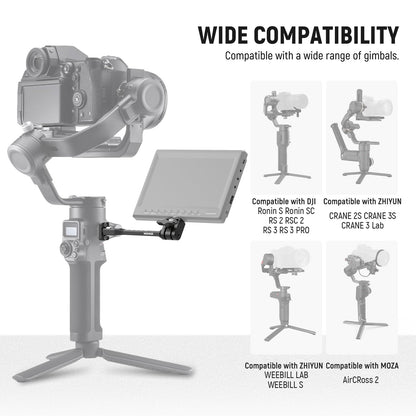 NEEWER Soporte Ajustable Monitor Campo, Soporte Giratorio 360° para Monitor Cámara con Rosca 1/4, Compatible con dji RS4 Pro RS3 RS2 RSC2 ZHIYUN Crane 2S Crane 3 3S WEEBILL-S MOZA Gimbals, GA005