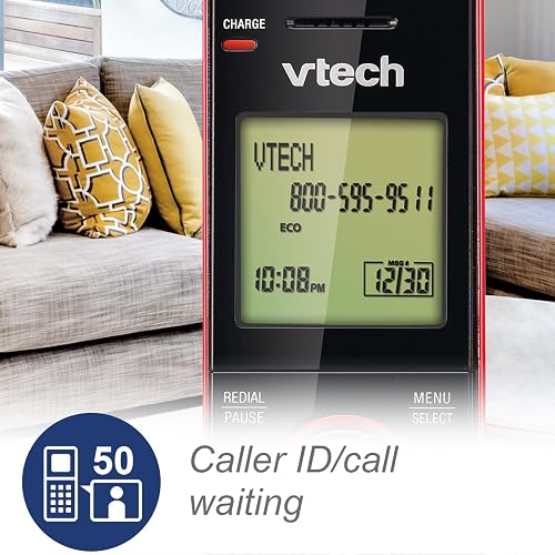 VTech - Teléfono inalámbrico ampliable DECT 6.0 CS6919-16 con identificador de llamadas y altavoz, rojo WLM