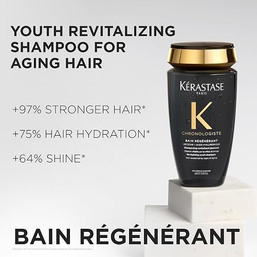 KÉRASTASE Bain Régénérant | Shampoo regenerante para todo tipo de cabello, nutre, revitaliza y fortalece la fibra capilar | Con Abyssine, Vitamina E y Ceramidas | 250ml