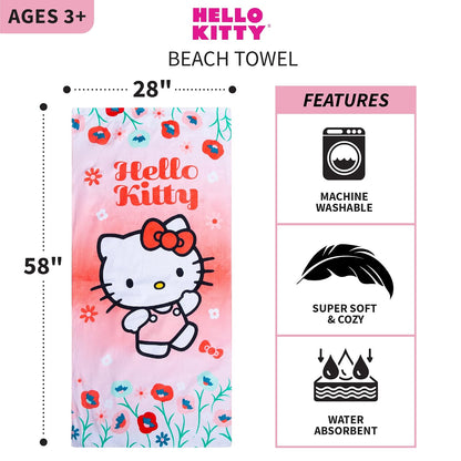 Franco Toalla de Playa de algodón súper Suave para niños, 58 x 28 Pulgadas, Hello Kitty