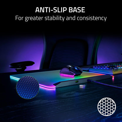 Razer Firefly V2 Pro - Alfombrilla de Mouse RGB Totalmente iluminada para Juegos: diseño retroiluminado, iluminación Croma de 15 Zonas, Puerto USB 2.0, Cable USB Tipo C Desmontable, Superficie