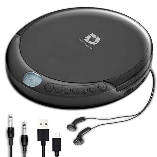 Deluxe Products Reproductor de CD portátil con 60 Segundos antisaltos, Auriculares estéreo, Incluye Cable Auxiliar y Cable de alimentación USB de CA para Uso en casa o en Automóvil