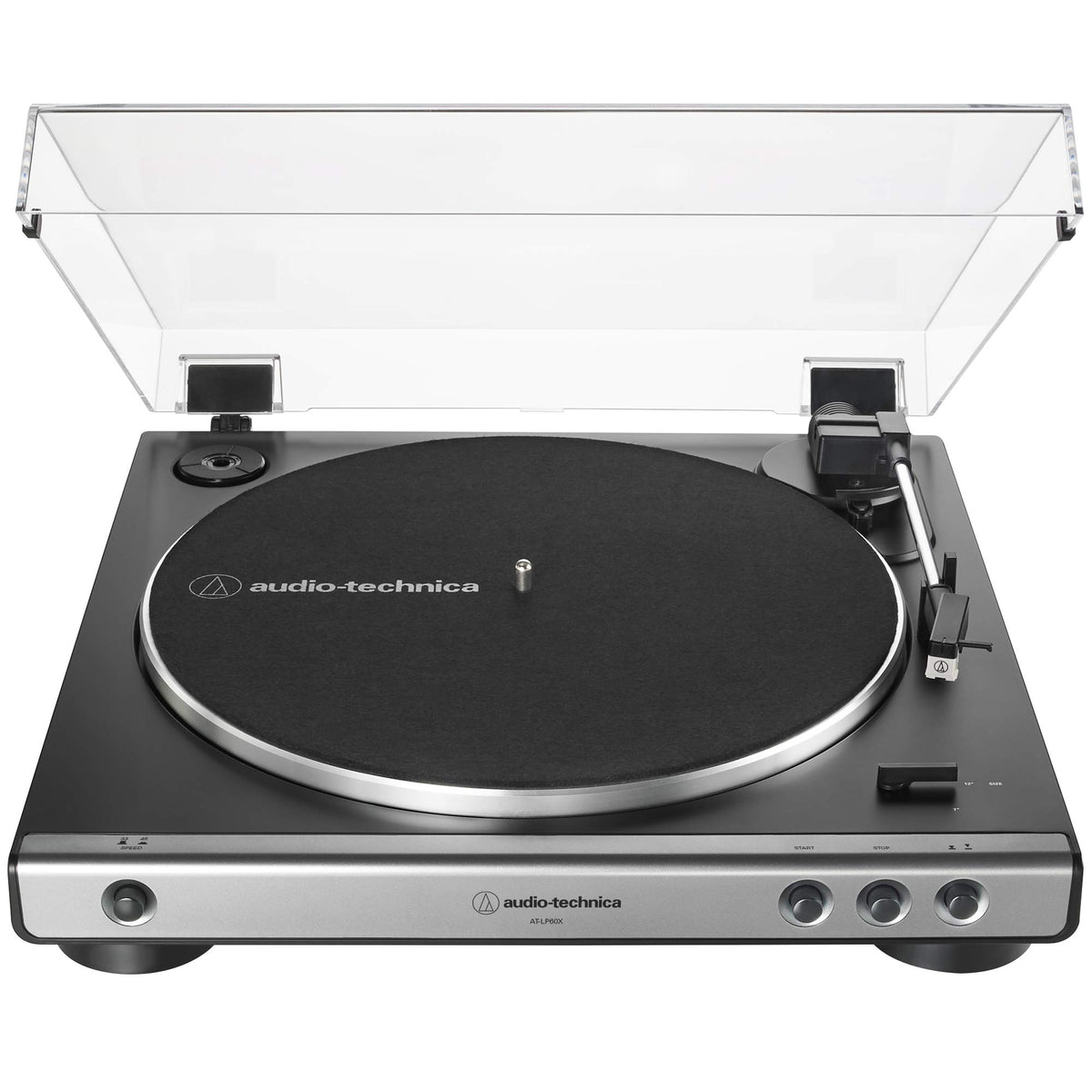 Audio-Technica - tocadiscos totalmente automático con transmisión por correa AT-LP60X-GM de audio technica de 33/45 RPM (metal y negro)