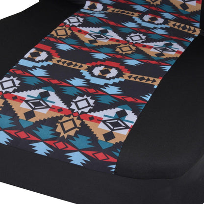 BDK Fundas de Asiento Azul Azteca | Paquete de 2, asientos delanteros, diseño sin laterales, ajuste universal, reposacabezas a juego