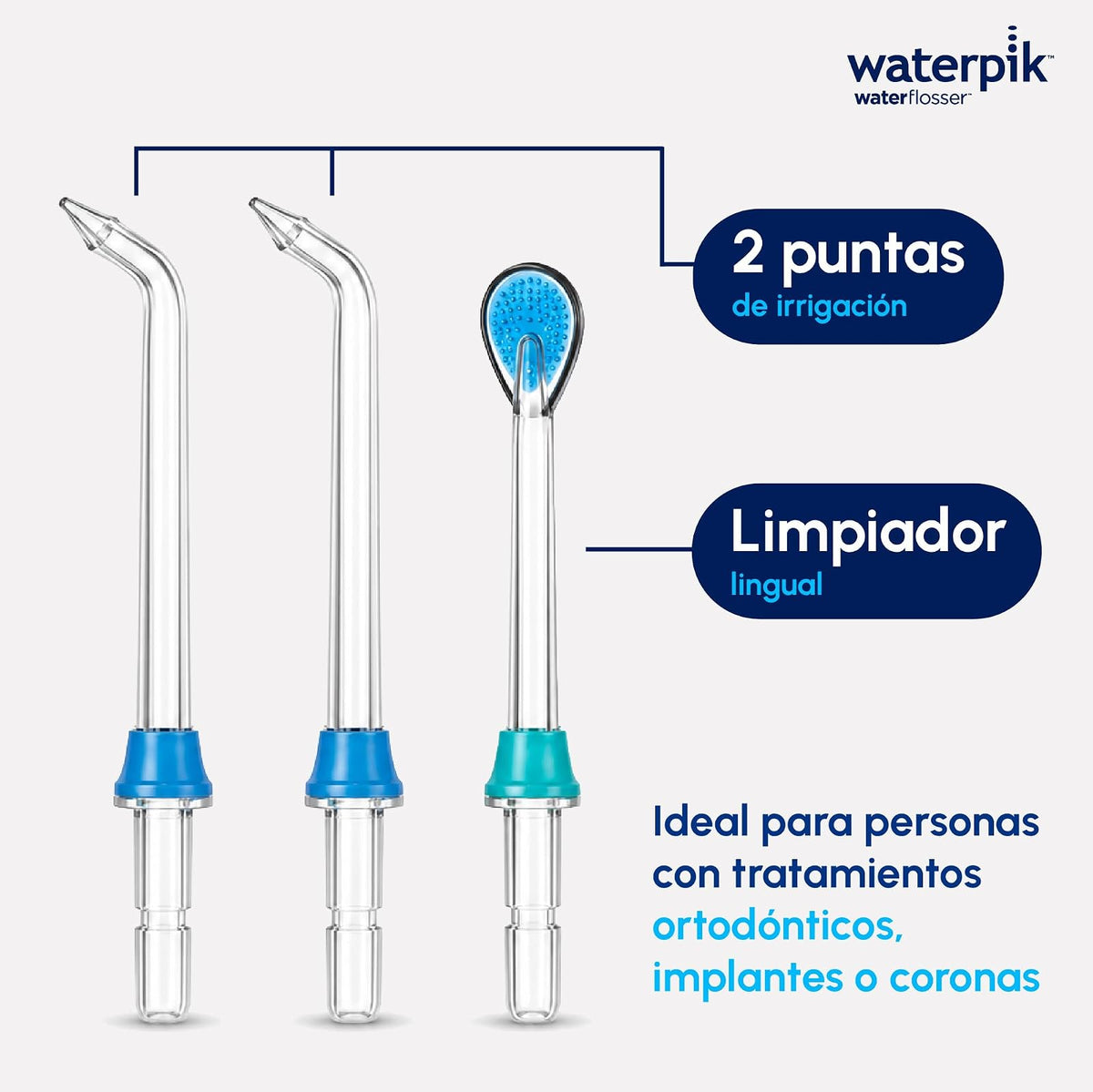 Waterpik Irrigador Bucal Cordless Pulse WF-20 con Limpiador de Lengua. | Recargable y Portátil. Encías Saludables y Dientes más en 14 Días, Elimina el 99% de la Placa Dental en 3 Seg.