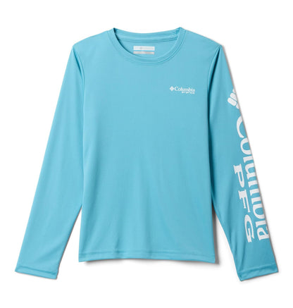 Columbia Playera de Manga Larga Terminal Tackle Camisa de Senderismo para Niños - Logotipo clásico azul - blanco - M