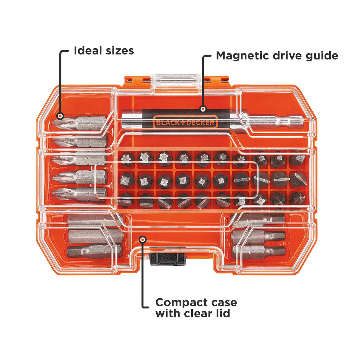 BLACK+DECKER Juego de puntas de destornillador, 42 piezas (BDA42SD)