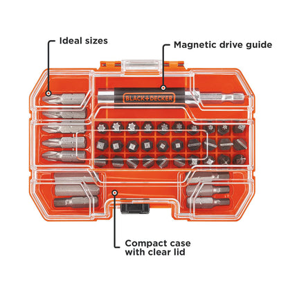 BLACK+DECKER Juego de puntas de destornillador, 42 piezas (BDA42SD)
