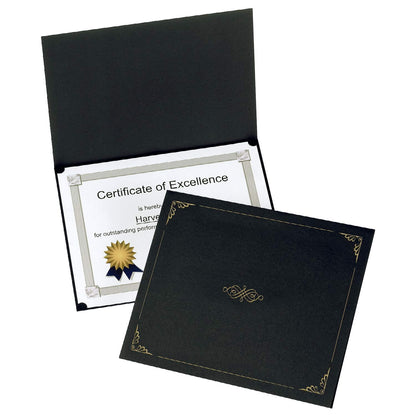 Portacertificados Oxford, cubiertas de diploma para certificados de tamaño carta de 8.5 x 11, cartulina, negro, tamaño carta, 25 por paquete (299550) - 25 Unidades - Negro -