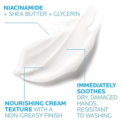 La Roche-Posay Cicaplast Crema de Manos Calmante, Hidratante y Protectora, Repara la Barrera Cutánea, con Niacinamida y Glicerina, Acabado no Graso, 50 ml