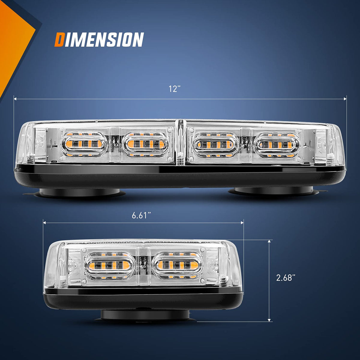 Nilight 48-01A Luces Estrobóscopicas LED de Techo 48 LED con Montaje Magnético para 12V 24V, Ámbar