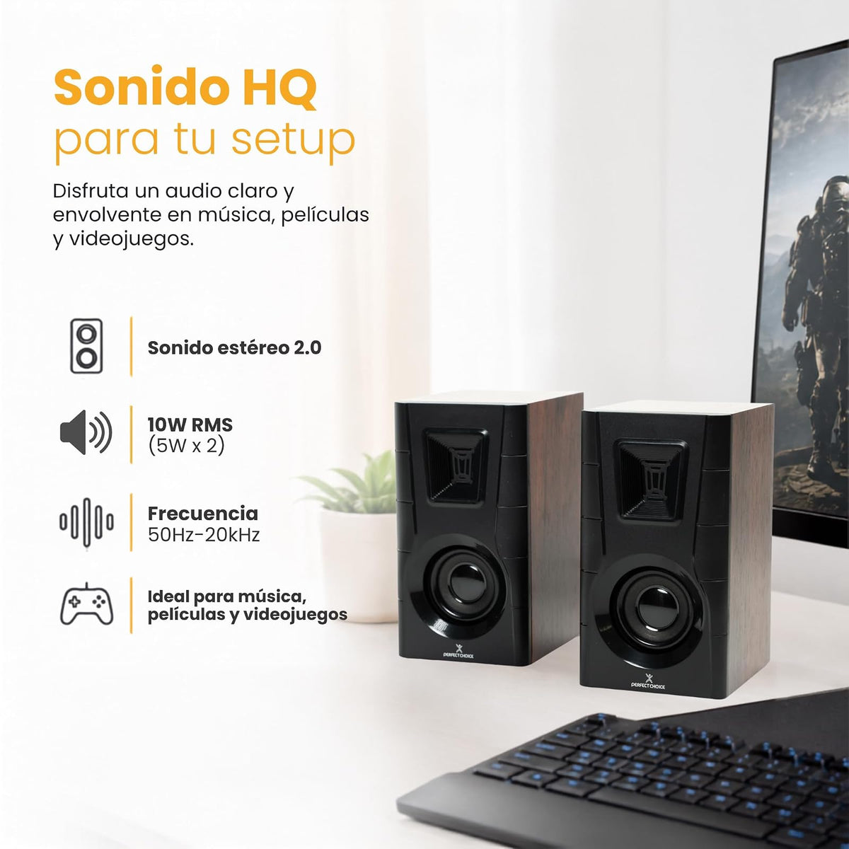PERFECTCHOICE Bocinas para Computadora Acabado de Madera Sonido 2.0 PC-112686 Meridian
