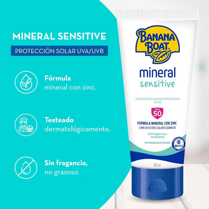Banana Boat, Protector Solar Mineral Sensitive 50 FPS 180 ml