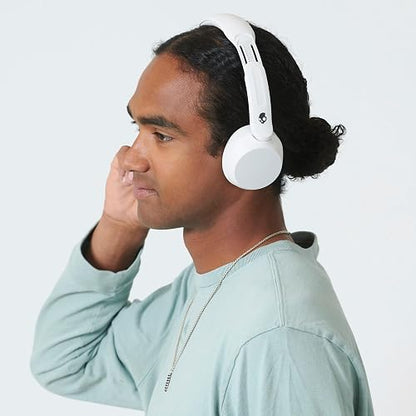 Skullcandy Icon 180 Wireless On-Ear Bluetooth Headphones - Bone | 50 Hours Battery, Lightweight and Travel Ready, Secure Fit, Sweat and Water Resistant, Microphone iPhone Android, Foldable