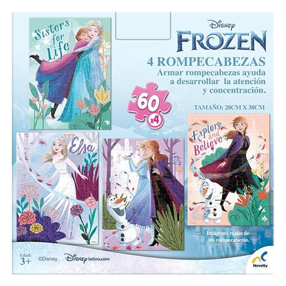 Novelty Corp - Rompecabezas 4 en 1 para Niños de Frozen