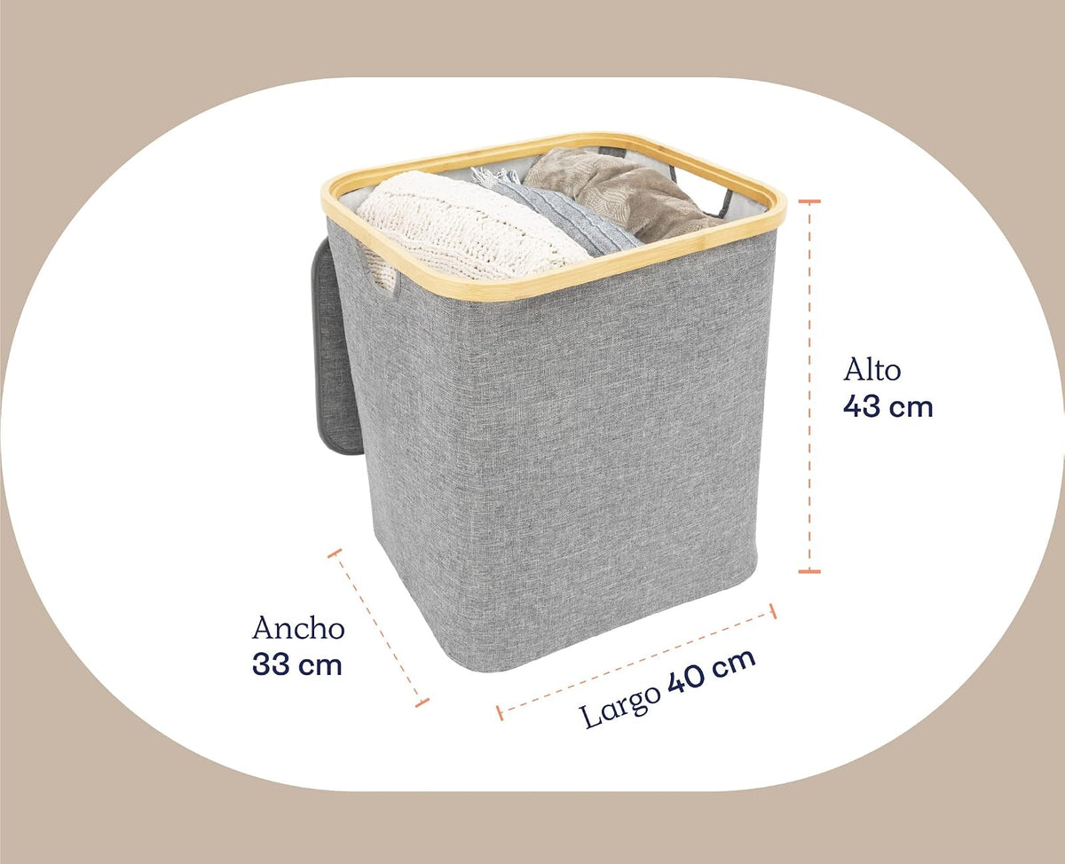 Homeware Cesto Rectangular Grande, Plegable y Resistente, Ideal para Interiores y Exteriores, Diseño Minimalista con Tapa de Protección y Asas, Colores Neutros Que Combinarán con tu Estilo Decorativo