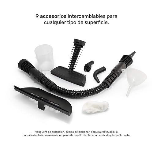 TAURUS MEDUSA CLEAN | Limpiador de vapor sanitizante | Vapor a presión 3 bar | Plancha vertical Elimina olores y bacterias | Limpieza ecológica sin químicos | 9 accesorios | Tanque 350 ml