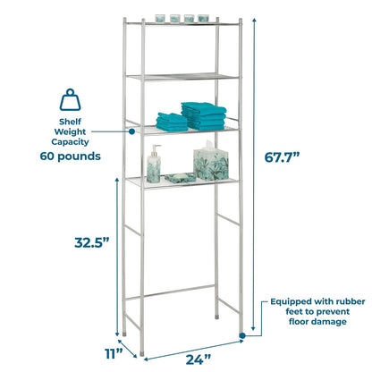 Honey-Can-Do BTH-05281 Estente de 4 niveles para ahorrar espacio, Cromado, 24.02" x 11.02" x 67.72"
