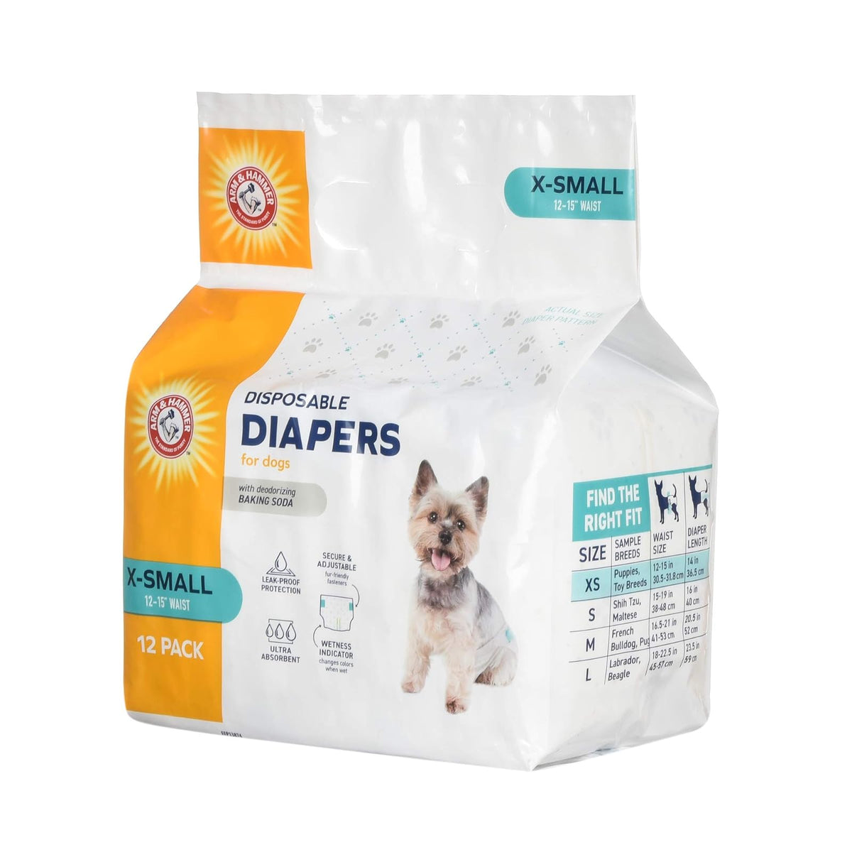 Arm & Hammer, Pañal para Perros Absorbentes XS 12 Pzas