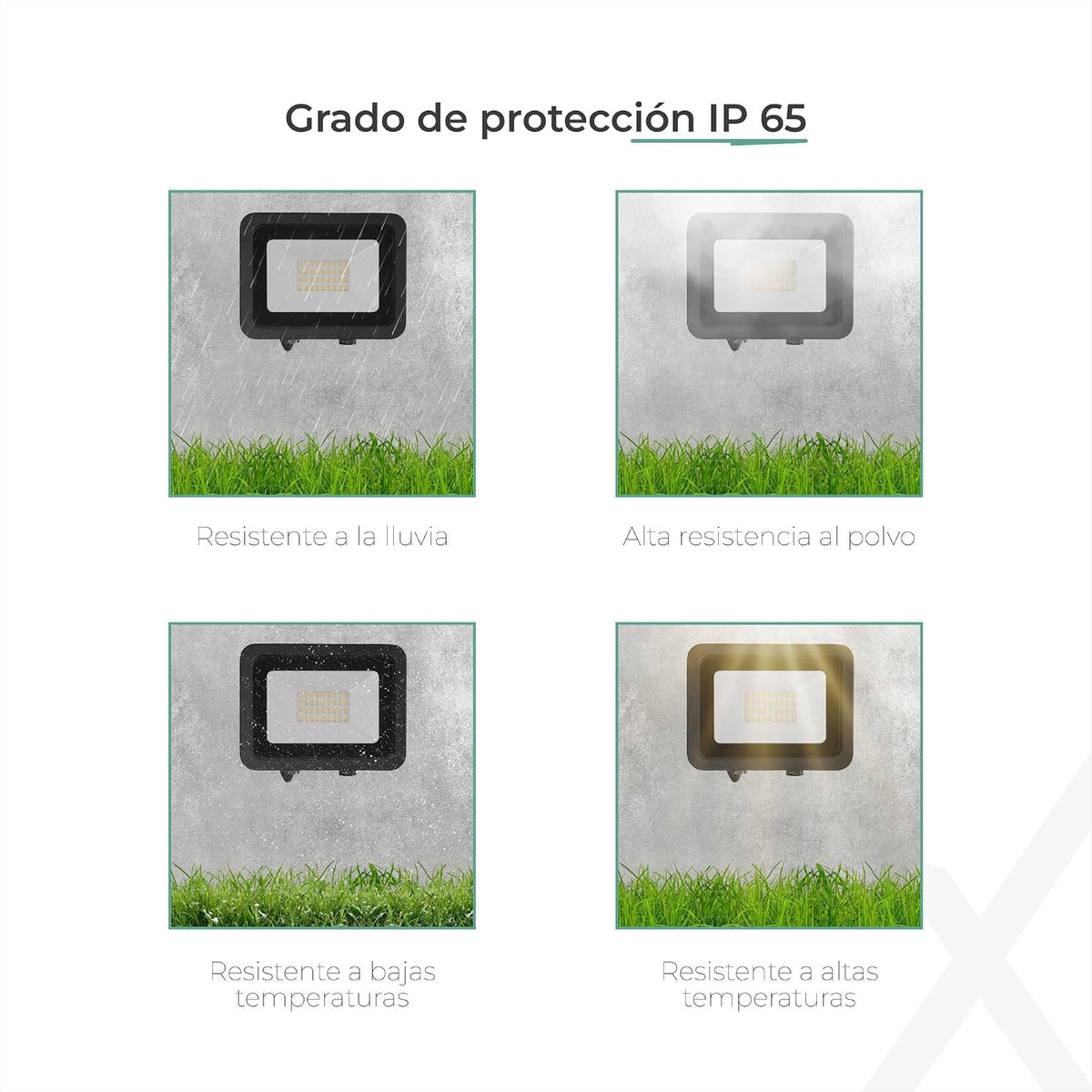 ILLUX Reflector LED Exterior 30W, Luz Fría 6500K, Impermeable IP65, Sobreponer en Piso, Negro, Iluminación para Fachadas y Jardines RL-3630.N65