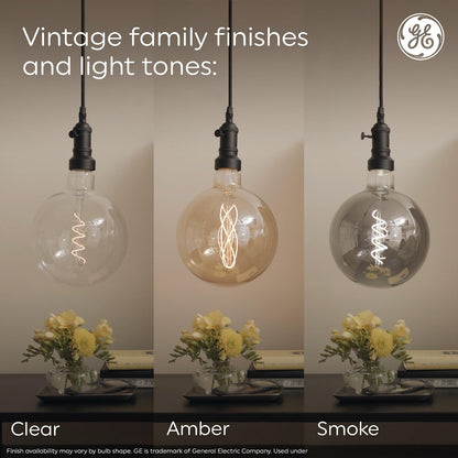 GE - Bombillas LED de estilo clásico, 40 W, acabado ámbar, luz de vela cálida, foco decorativa, base pequeña (1 unidad)