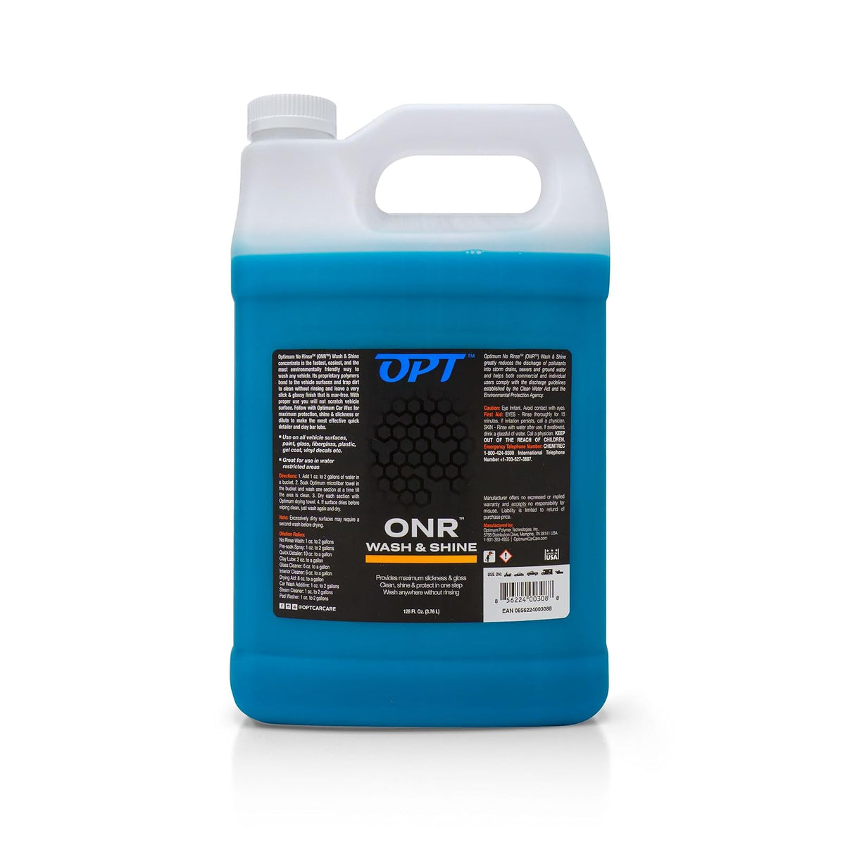 Optimum No Rinse Wash & Shine, Jabón de Lavado Sin Enjuague para Auto - 1 Galón