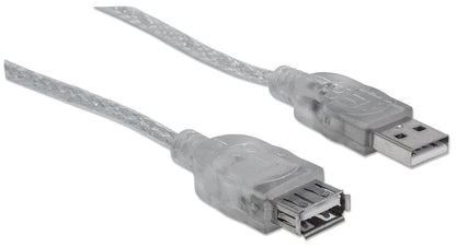 Manhattan CABITL130 Cable USB, Extensión, 4, 5 m, USB A, USB A, Macho/Hembra, Transparente