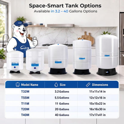 iSpring T11M - Depósito de almacenamiento de agua prepresurizada de 11 galones, 11 galones, color blanco