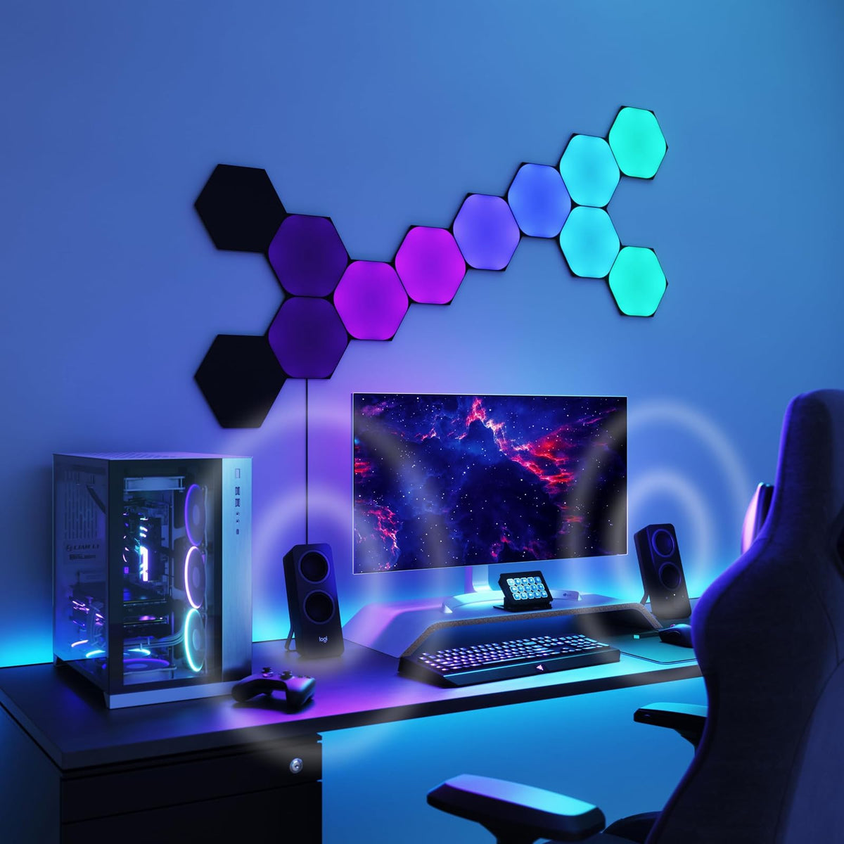 NANOLEAF SHAPES Hexagon Black 3-Pack Expansion Panels Only