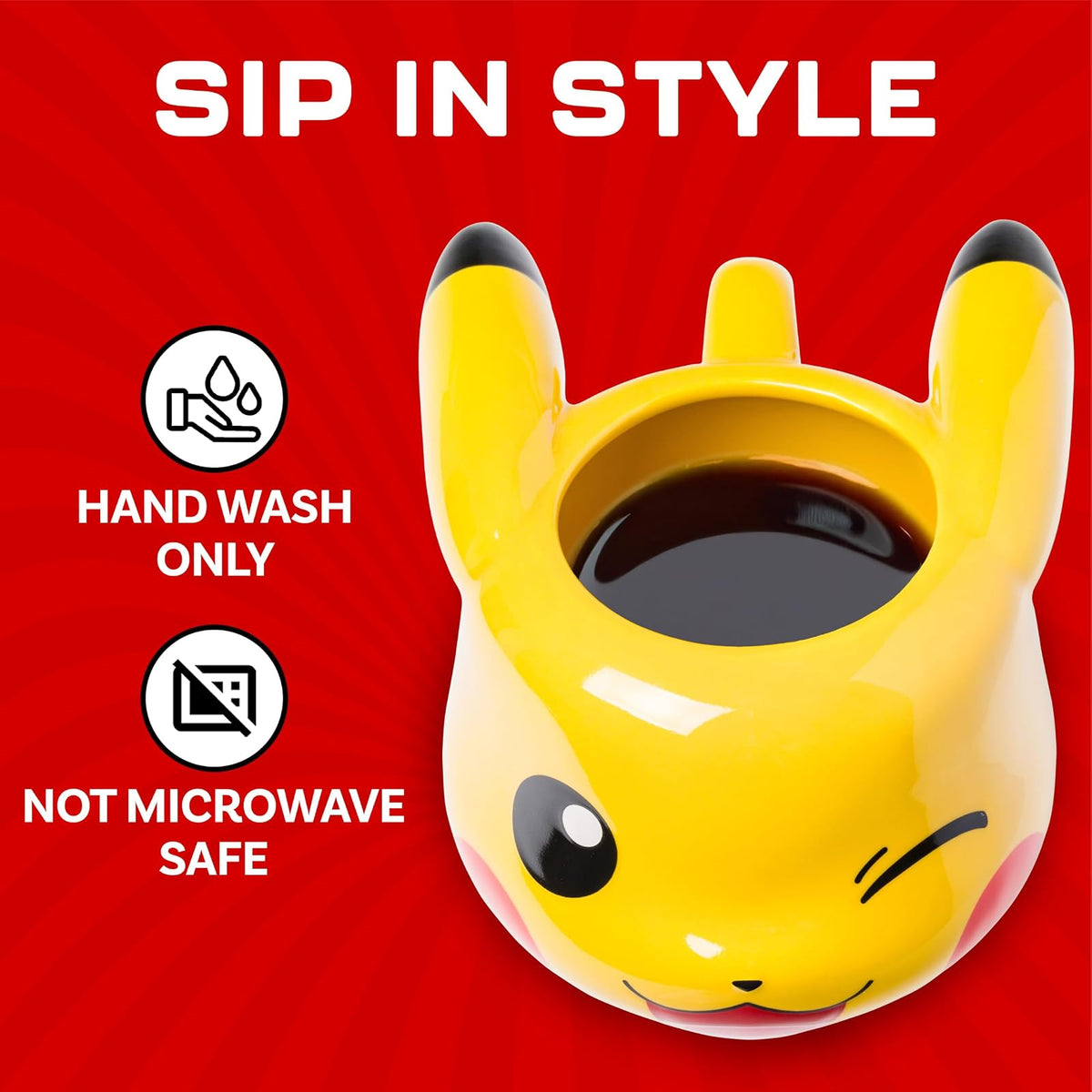Silver Buffalo Pokemon Pikachu Wink - Taza esculpida 3D