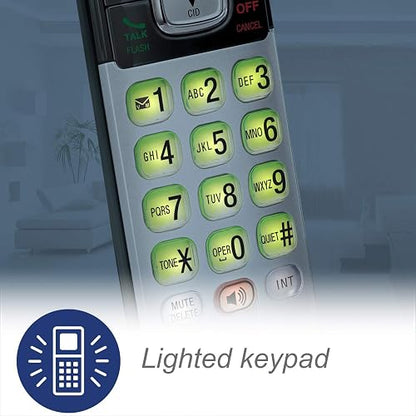 Teléfono Vtech DECT 6.0 con base para identificación de llamadas y llamada en espera, Plateado/Negro