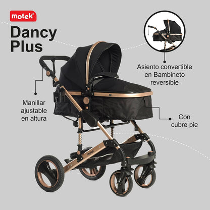 Carriola de Paseo Motek Dan Pro 2 en 1 Bambineto Chasis Aluminio Dorado