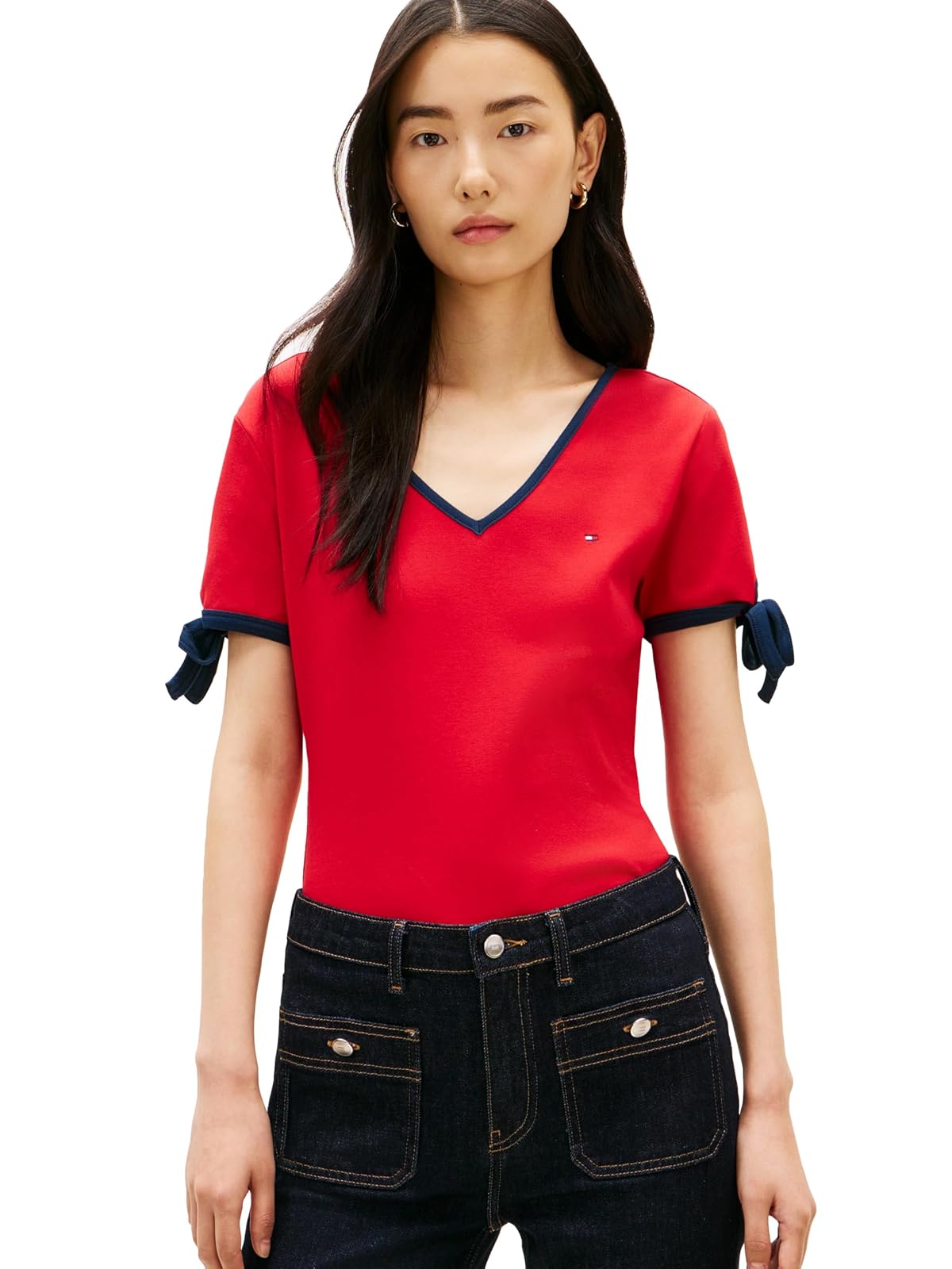Tommy Hilfiger - Playera Acanalada con Cuello en V para