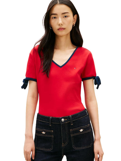 Tommy Hilfiger - Playera Acanalada con Cuello en V para