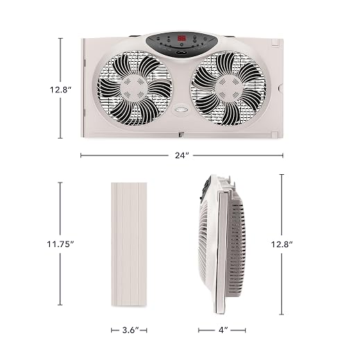 Jarden Bionaire Ventilador de Ventana Delgado con Controles manuales (BWF0502M-WM), Blanco, 2 Blades, 1