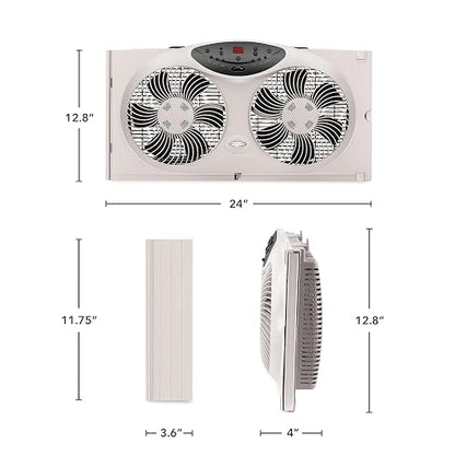 Jarden Bionaire Ventilador de Ventana Delgado con Controles manuales (BWF0502M-WM), Blanco, 2 Blades, 1
