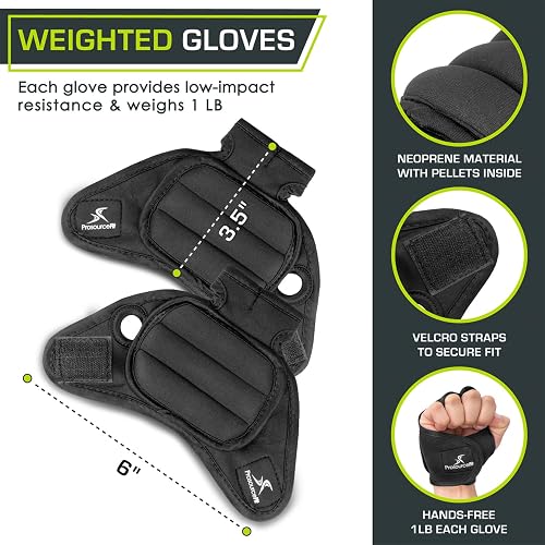 ProSource de Guantes con Pesas, par de 2 Libras Neopreno Pesas de Mano para Entrenamientos de Cardio, Kickboxing, MMA, aeróbic y Esculpir Brazos