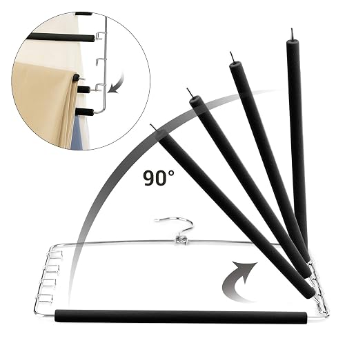 SONGMICS Perchas para Pantalones , Juego de 3, Metal, Ahorran Espacio, Estable con Acolchado Antideslizante, Barras de Columpio, para 5 Vaqueros Cada Una, Traje, Bufandas, Corbatas MCRI041BK