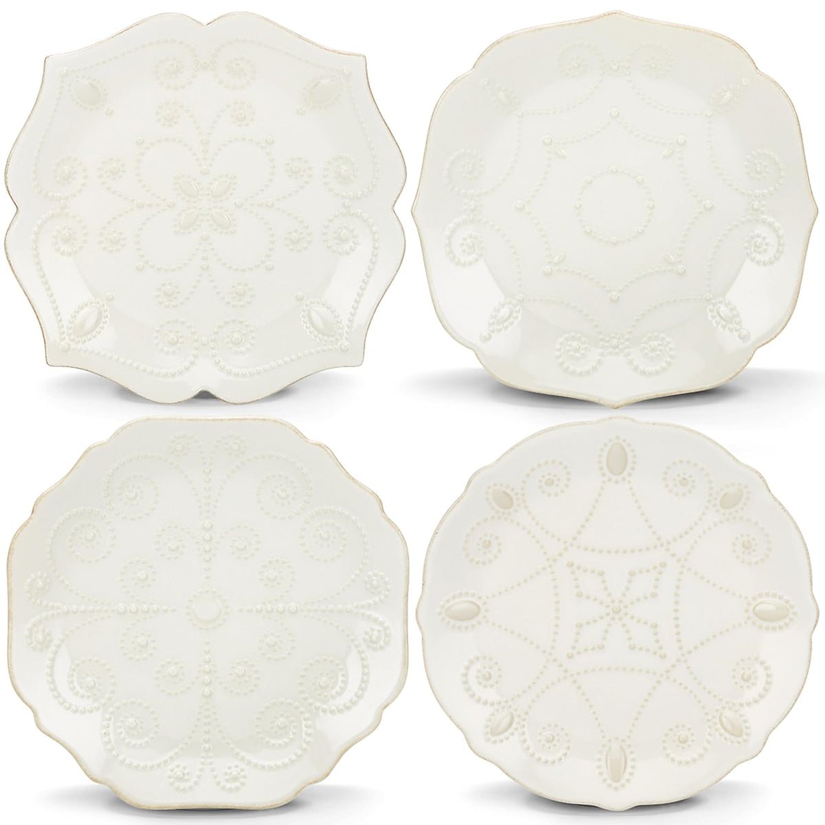 Lenox French Perle Puesto de Mesa de 4 Piezas, Blanco Roto - Juego de 4 platos